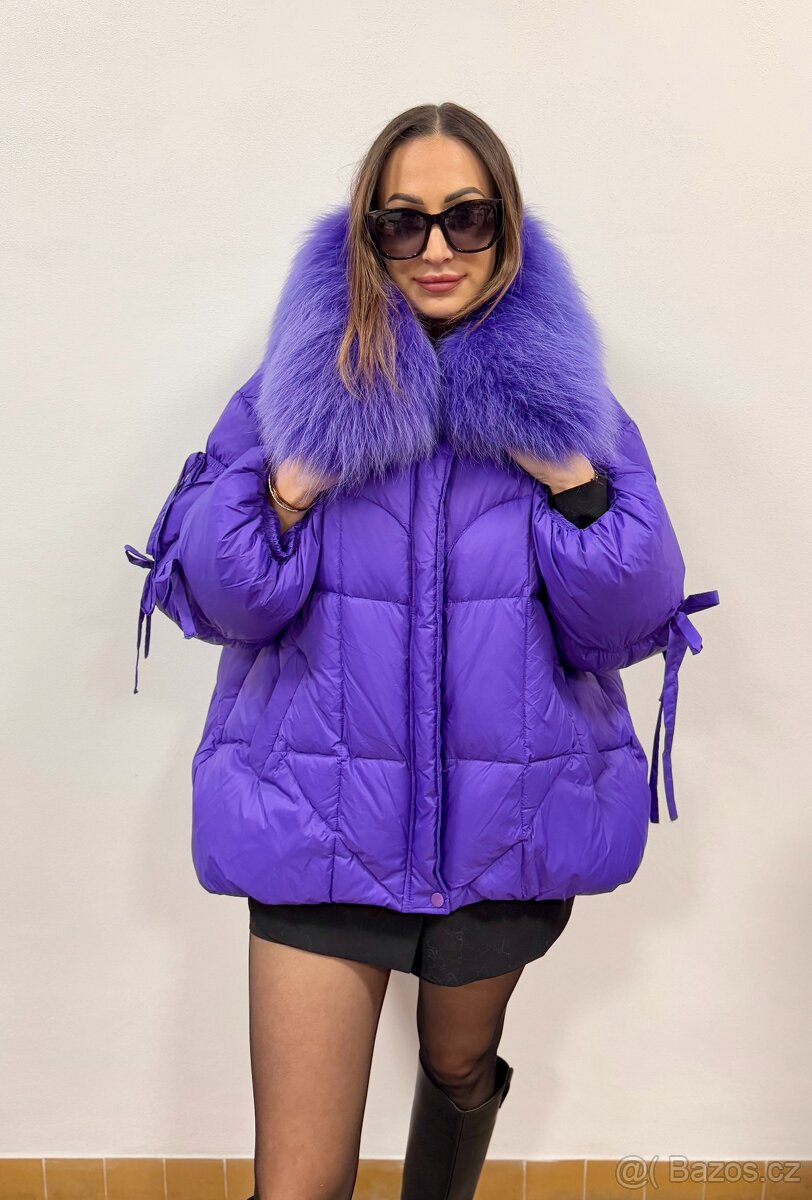 Dámská péřová bunda s pravou liščí kožešinou - 15