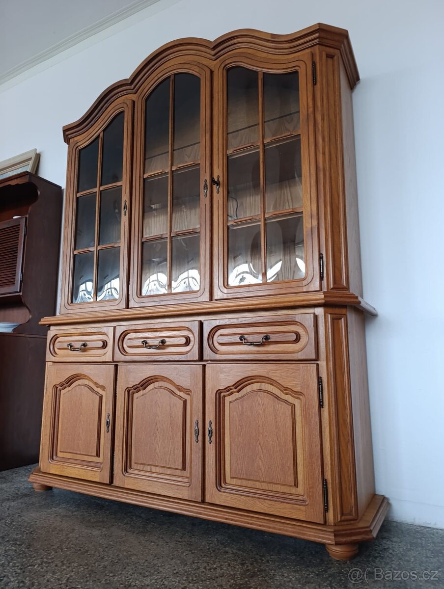 Rustikální kredenc, příborník s vitrínou, nábytek z masívu - 15