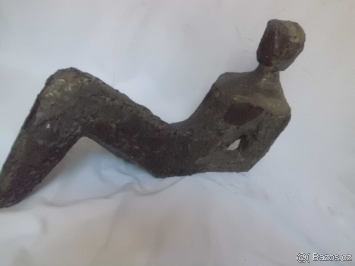 UNIKÁTNÍ Starožitná Kubistická Kovová ART Plastika - ŽENA - 15