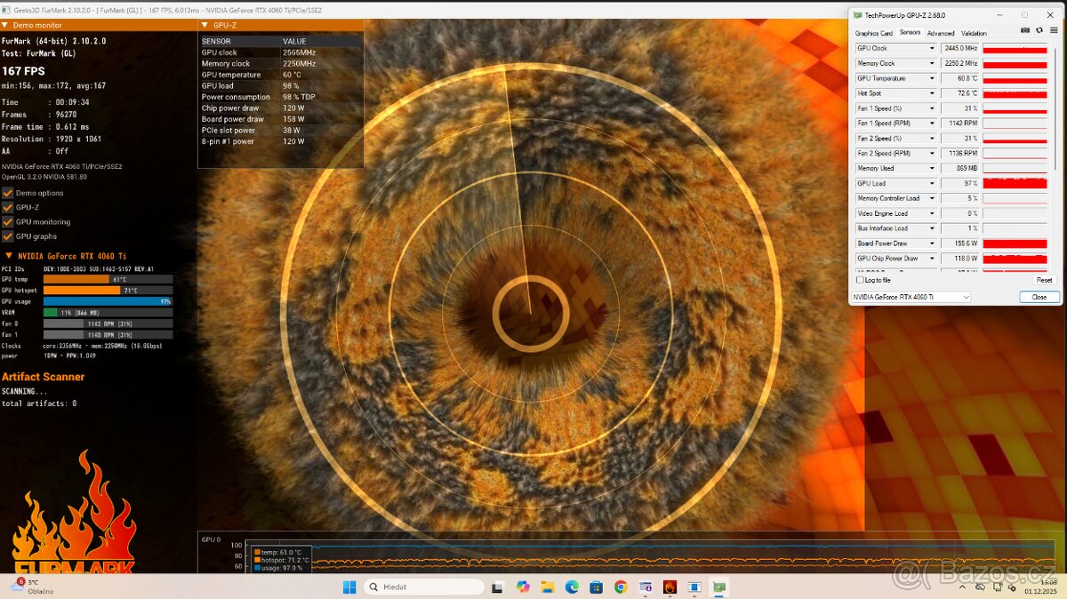 Ryzen 5 3600 12vláken,RTX 4060Ti,32GB,1TB m.2, WIN11,500W - 15
