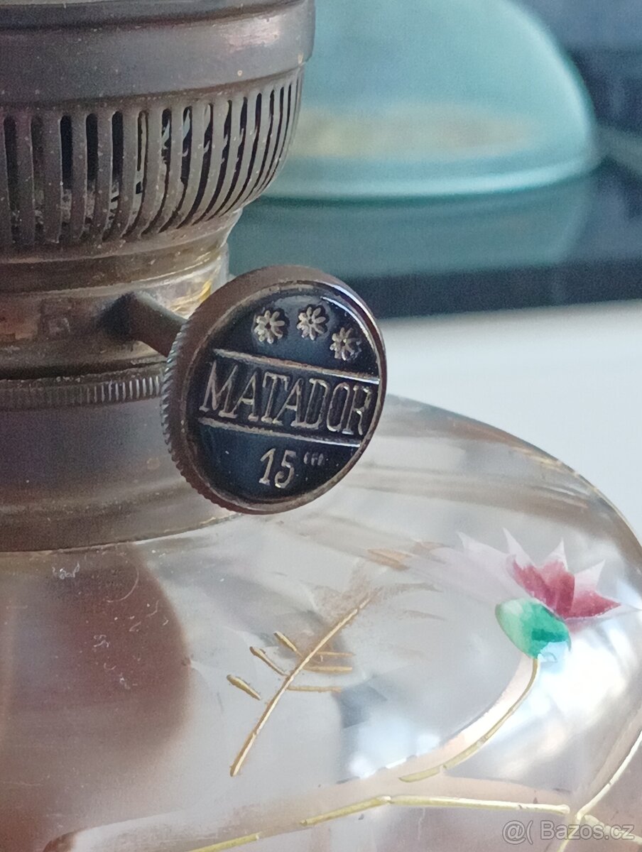 ART DECO STAROŽITNÁ MALOVANÁ PETROLEJKA ERICH & GRAETZ - 15