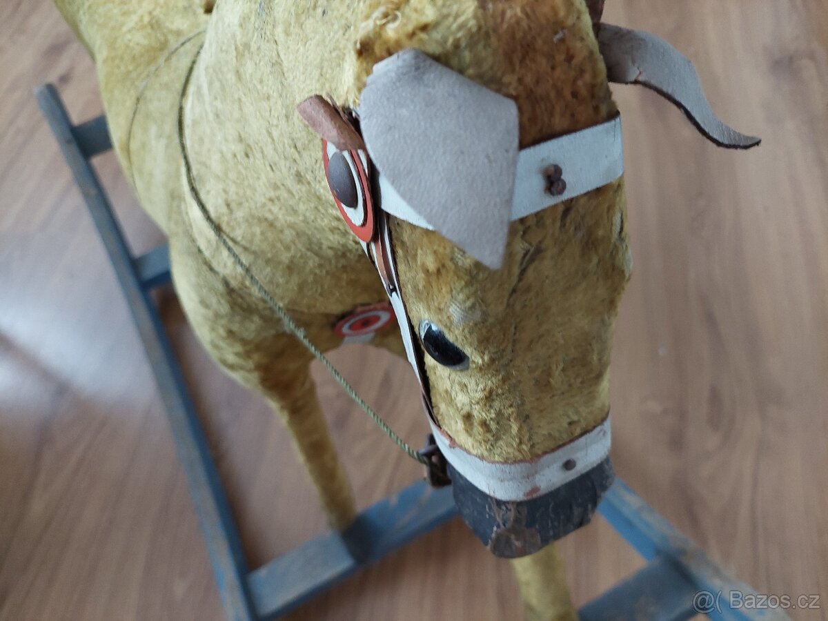 Starý houpací kůň koník - hračka retro vintage velice pěkný - 15