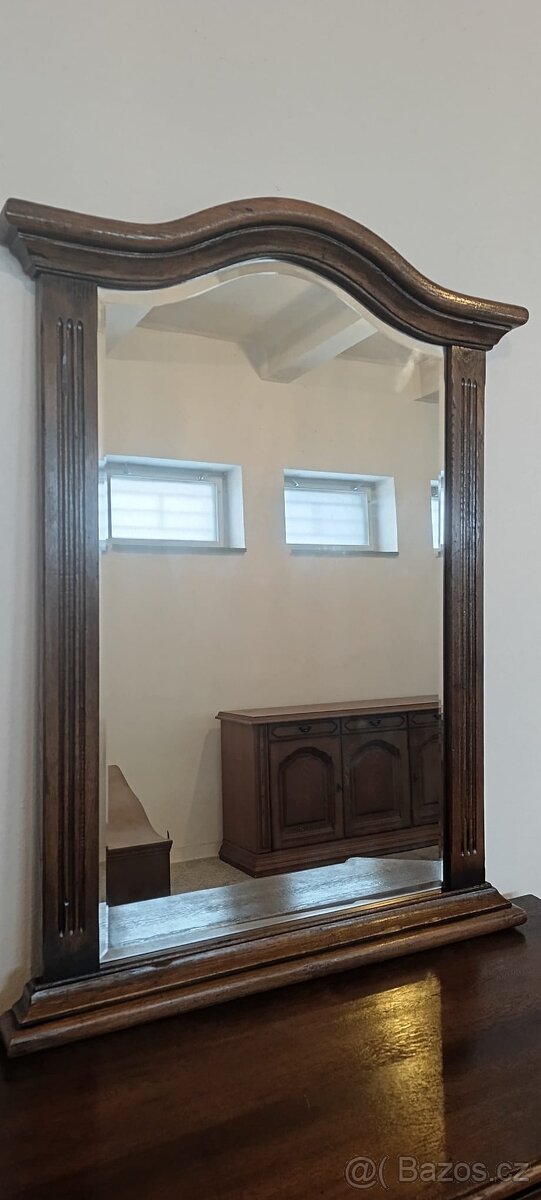 Starožitná komoda + zrcadlo, nábytek z masívu - 15