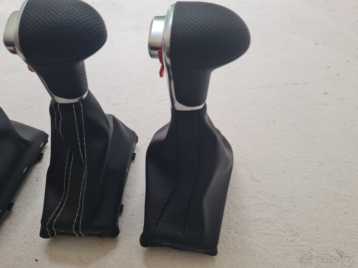 Radiaca páka pre automat AUDI / čierna biela červená nitka - 15