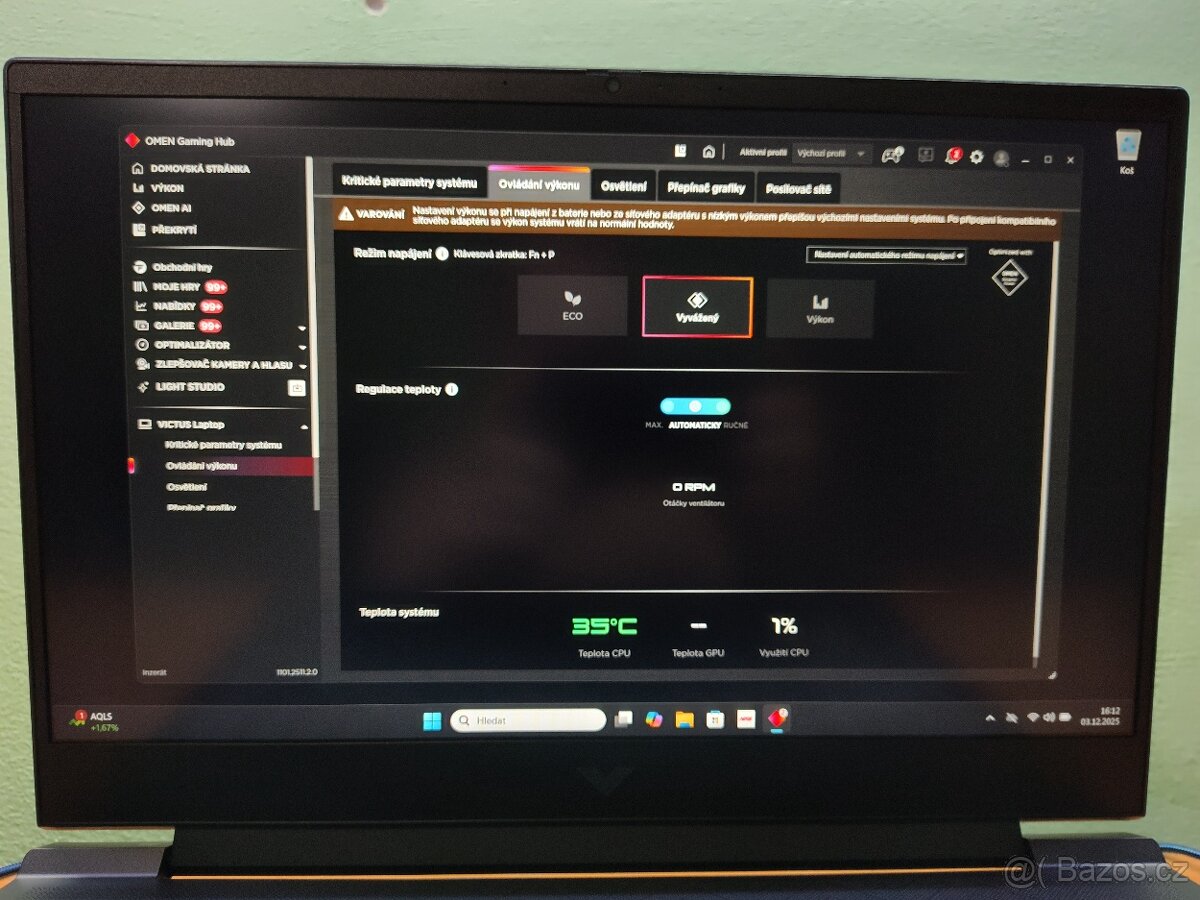 Herní Victus 16,RTX-4gen-120w,R7-8gen,TOP.Záruka. - 15