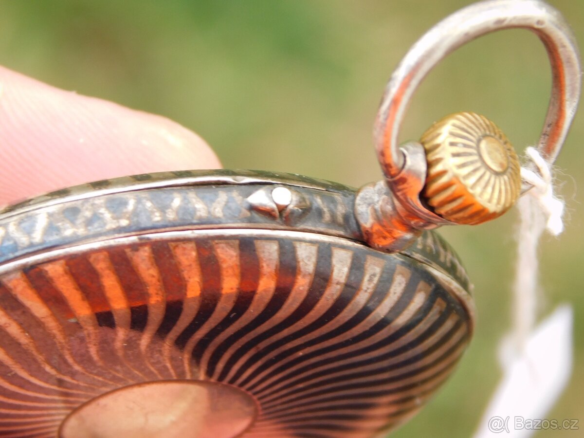 Švýcarské stříbrné kapesní hodinky niello / tula BREVET - 15