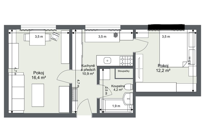 Prodej luxusního bytu 2kk (2+1) po kompletní rekonstrukci, v - 15