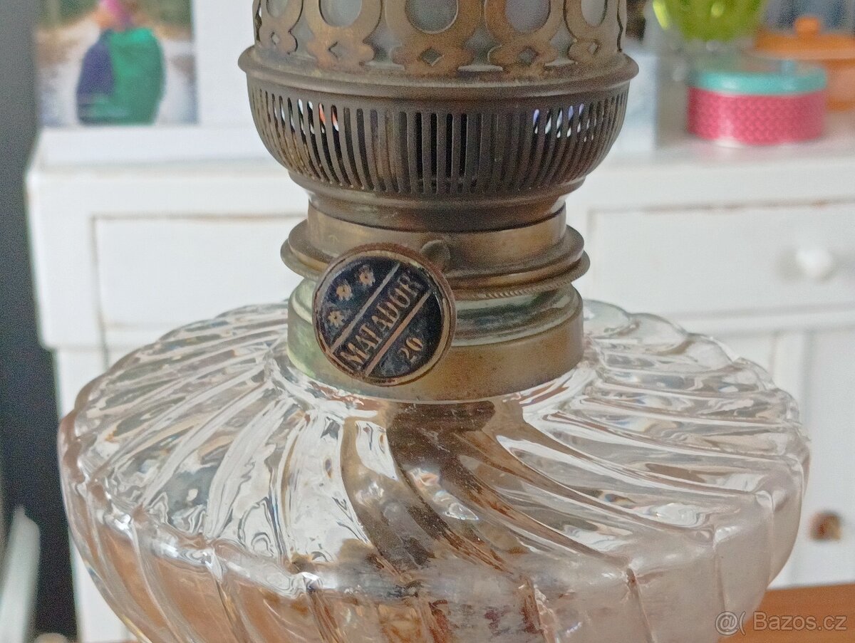 STAROŽITNÁ SECESNÍ PETROLEJOVÁ LAMPA EHRICH & GRAETZ-19.STOL - 15