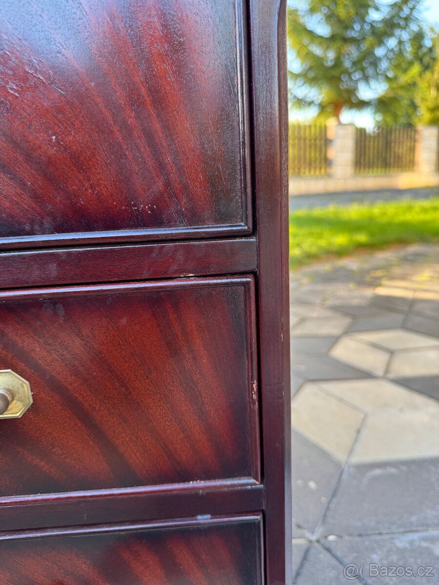 Psací stůl mahagon zelená kůže - 15