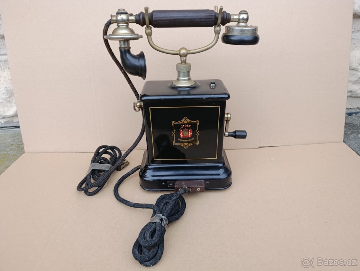 Velmi starý dánský telefon Jydsk, hezký kus - 15