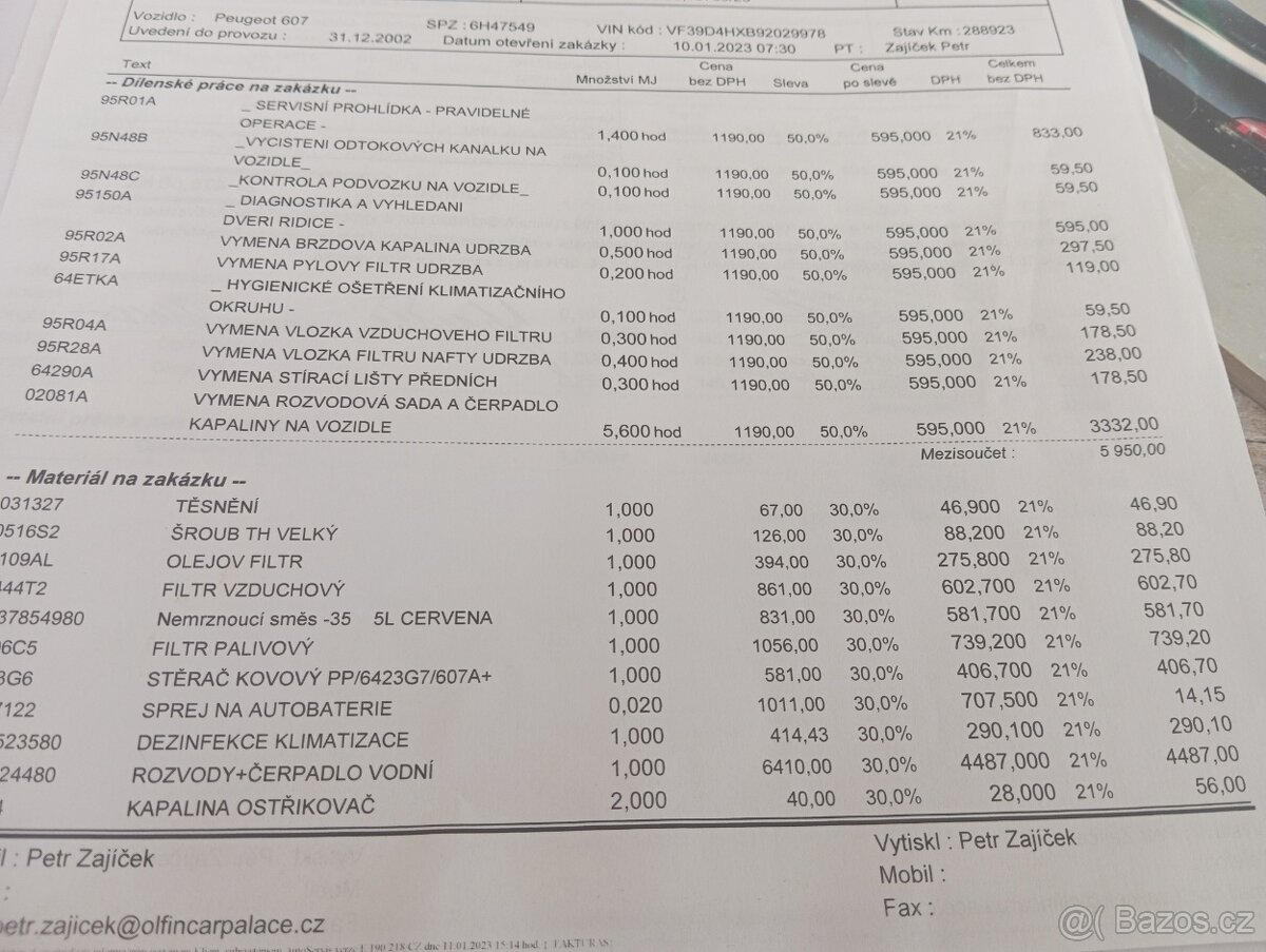 Peugeot 607 2,2 Hdi nová TK, velký servis.. - 15