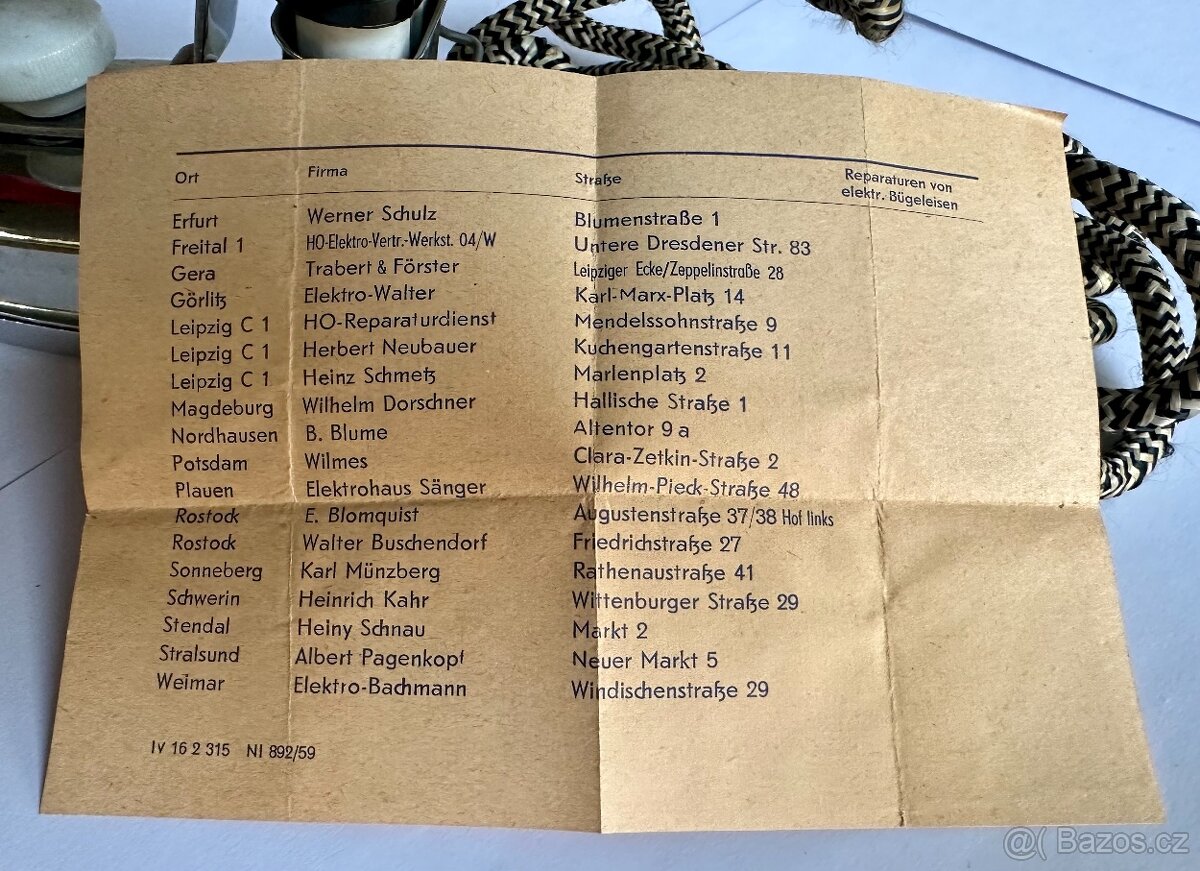 Stará cestovní žehlička Německo KRÁSNÝ STAV s ORIGINAL dokum - 15