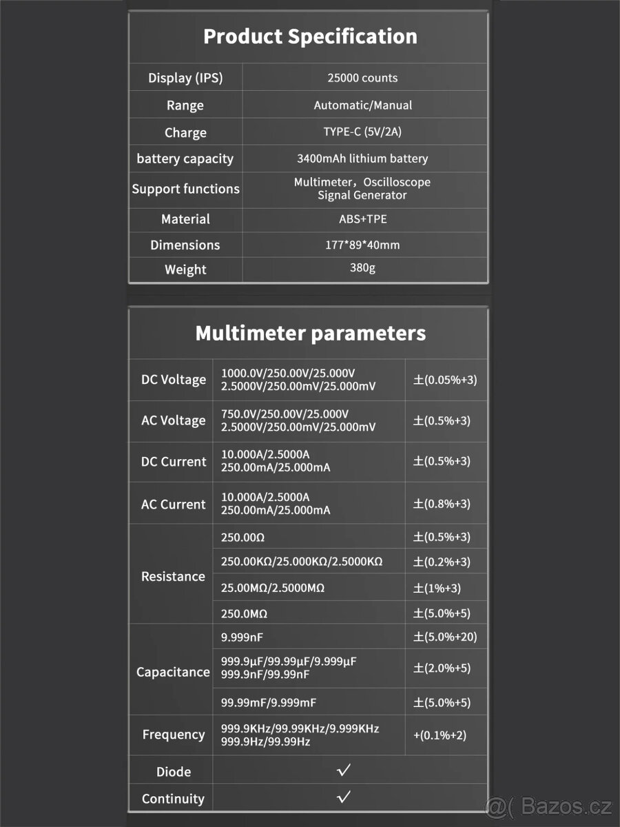 Osciloskop/multimetr/generátor ZOYI ZT-703S 50MHz 3v1 NOVÝ - 15