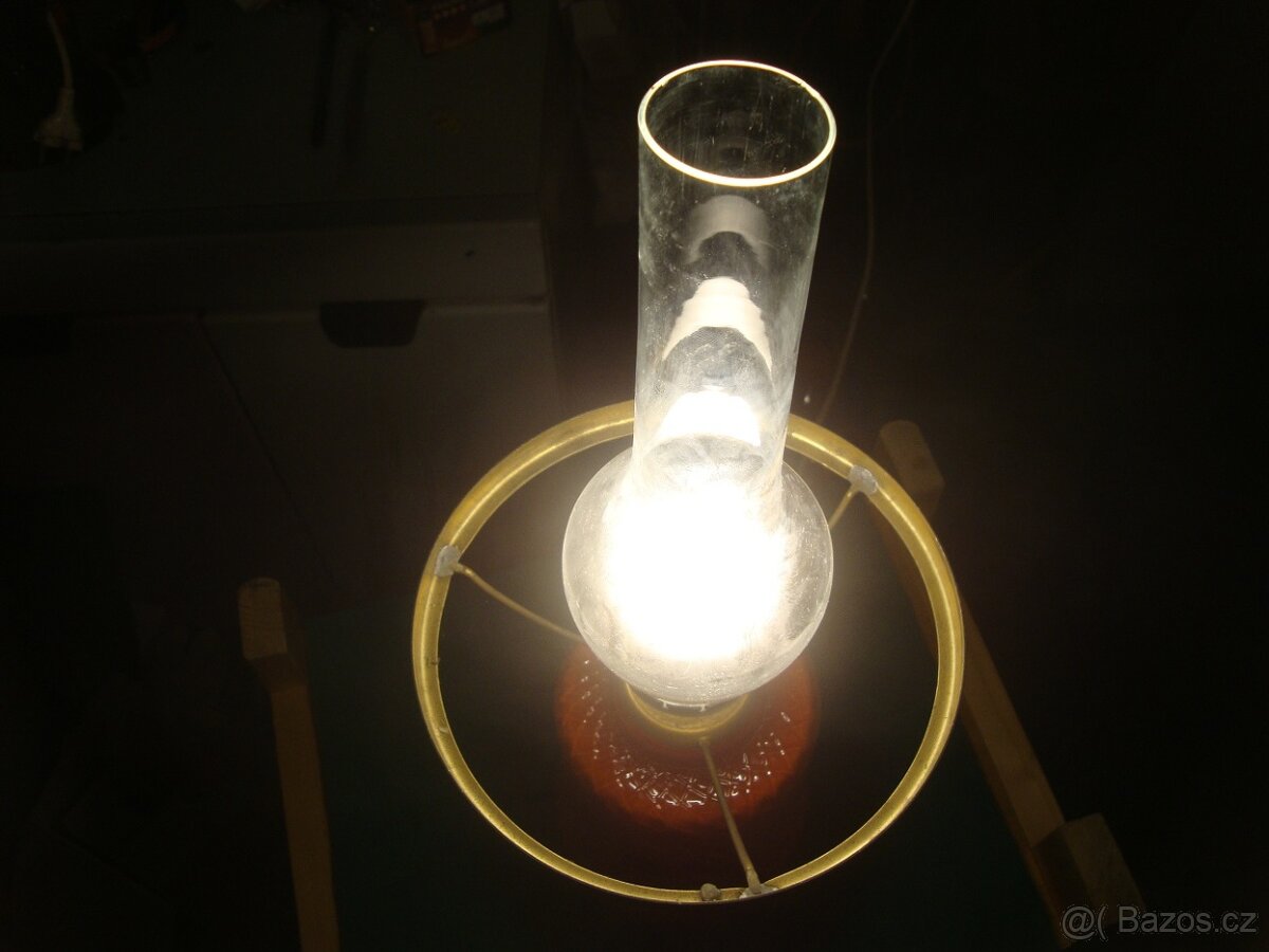 Retro lampa lampička Opálové sklo skleněná funkční top stav - 15