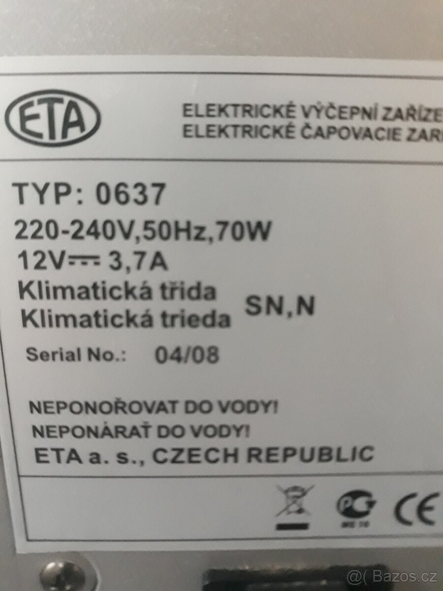 ETA VÝČEPNÍ ZAŘÍZENÍ 220 V. ( TYP 0637 ) - 15