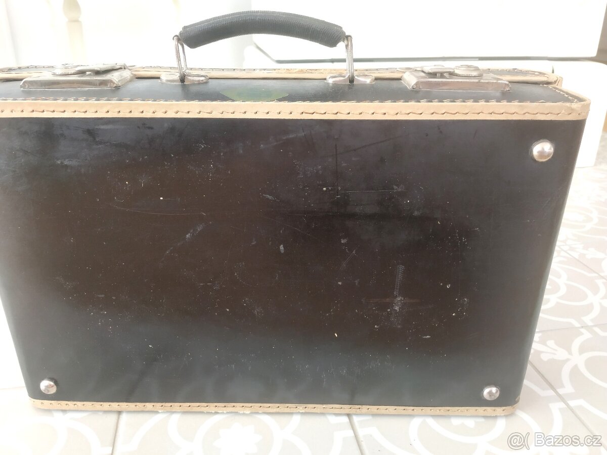 Starý retro kufr koženka Kazeto hnědý - 15