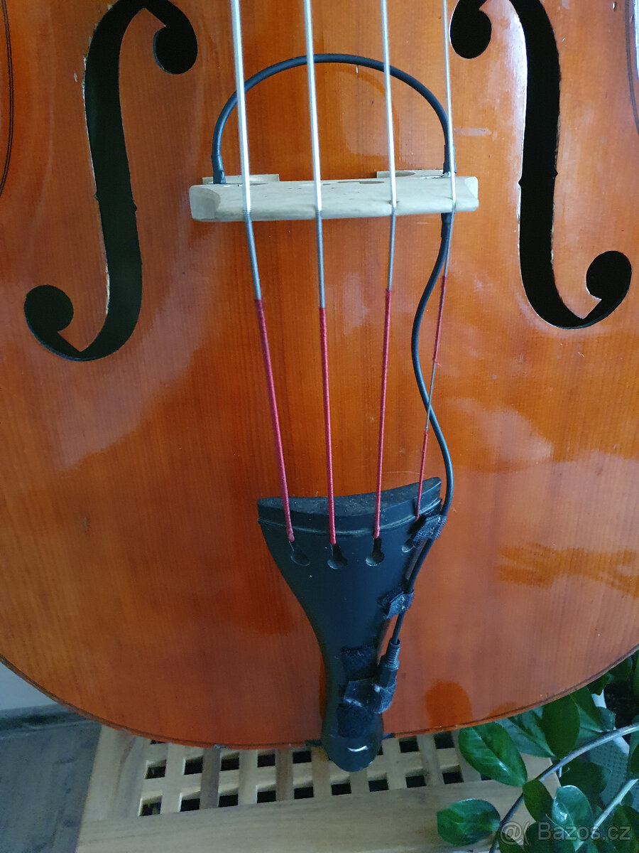 Celomasivní český 3/4 kontrabas, piezo snímač, obal - 15