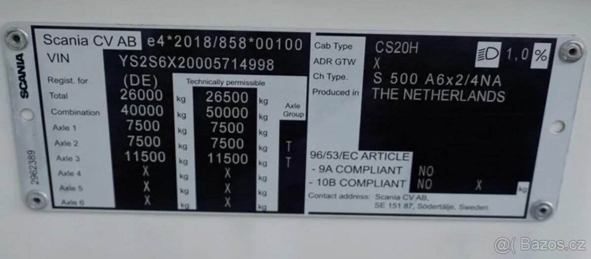 Scania S500 - 6x2 – Tahač – EURO 6 - 15