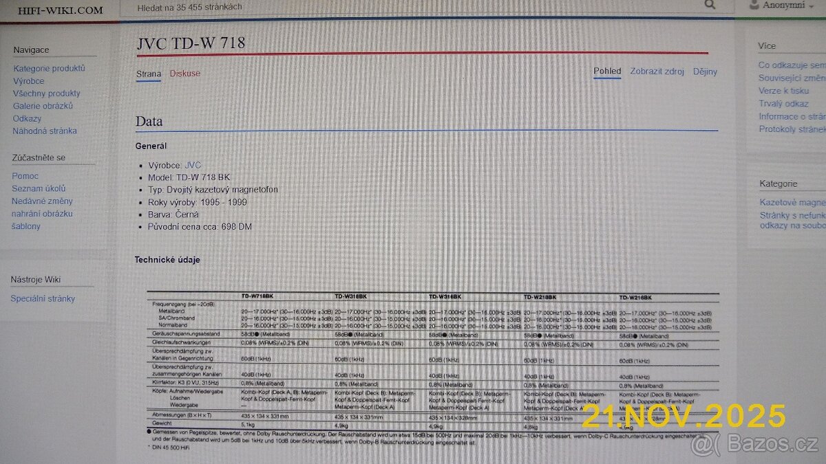Double tape deck JVC TD-W718 (po servisu) - 15