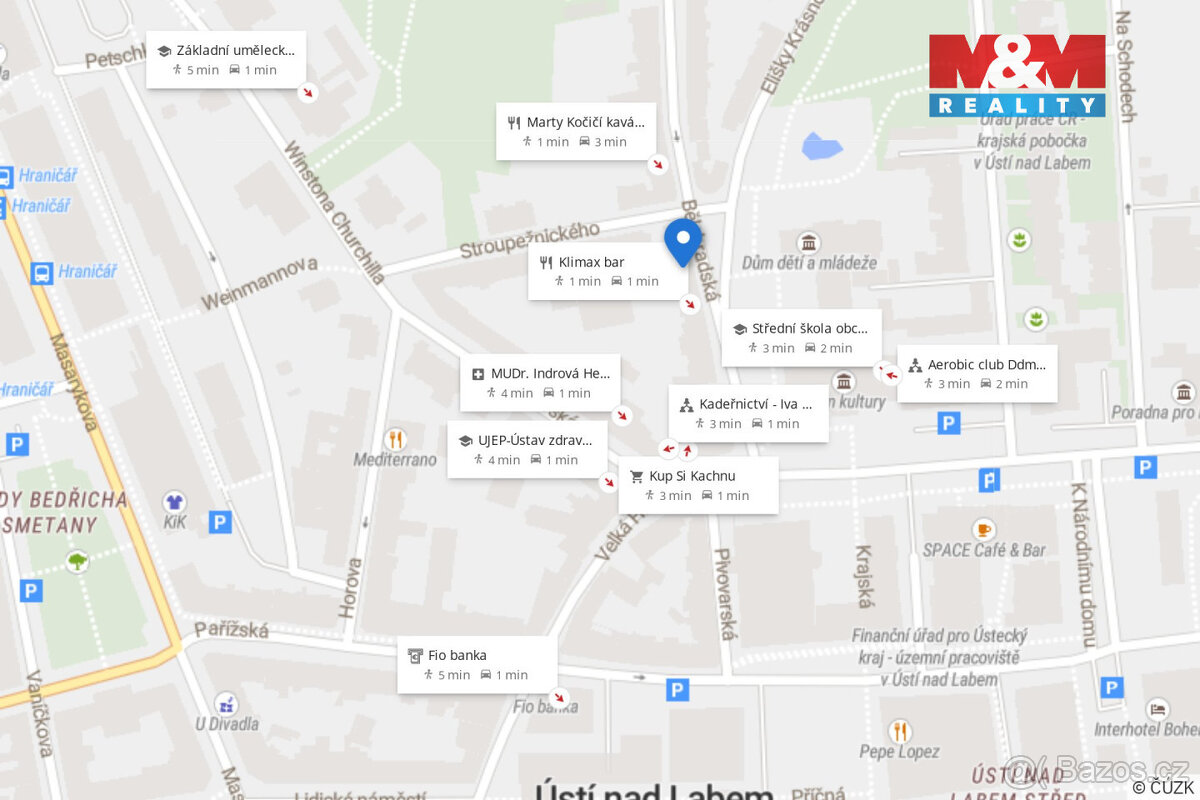 Pronájem bytu 1+1, 31 m², Ústí nad Labem, ul. Bělehradská - 15