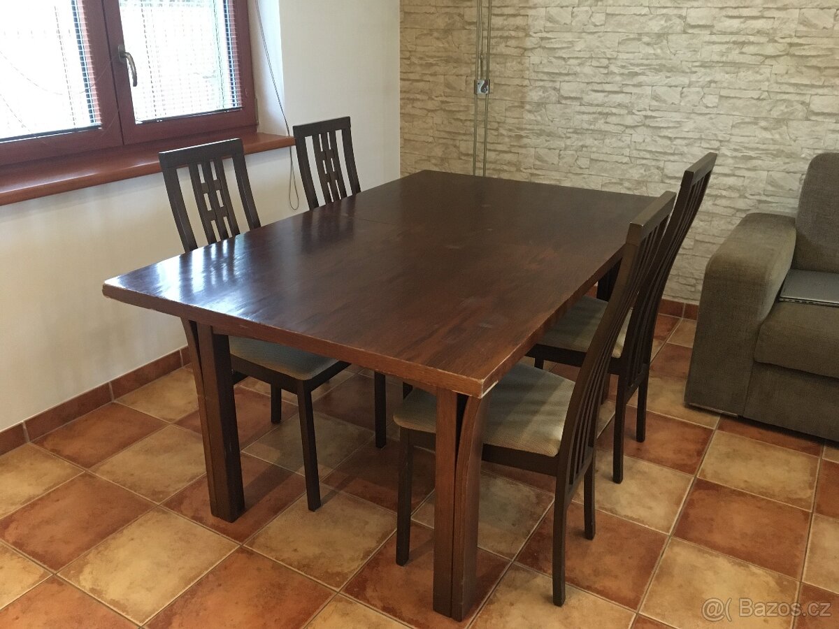 Jídelní stůl 160x100 rozkládací s židlemi - 15