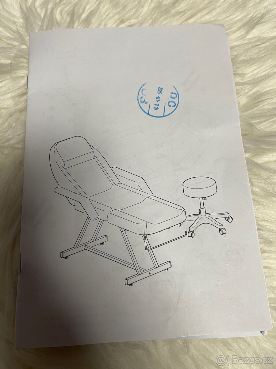 Kosmetické, tetovací masážní lehátko polohovací se stoličkou - 15