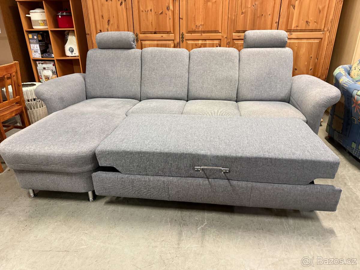 Rohová rozkládací šedá sedačka 260 x 160cm - 15