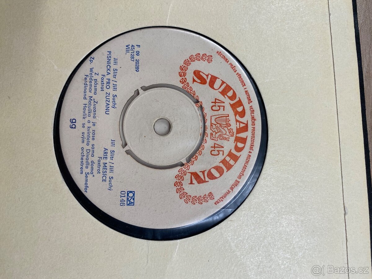 Gramofonová deska Supraphon Krátký 45 záznam, cena za kus - 15