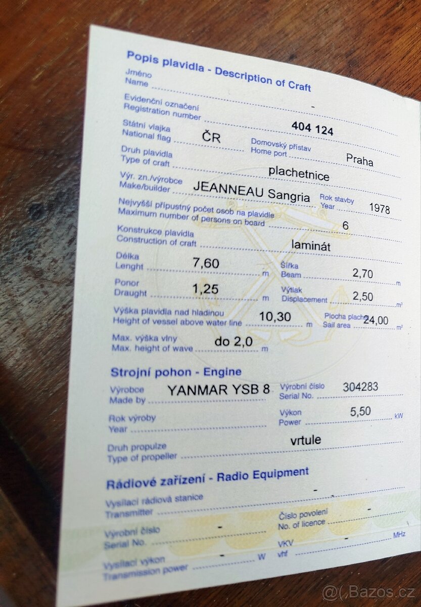 Plachetnice Jeanneau Sangria (7,6 m) - 15