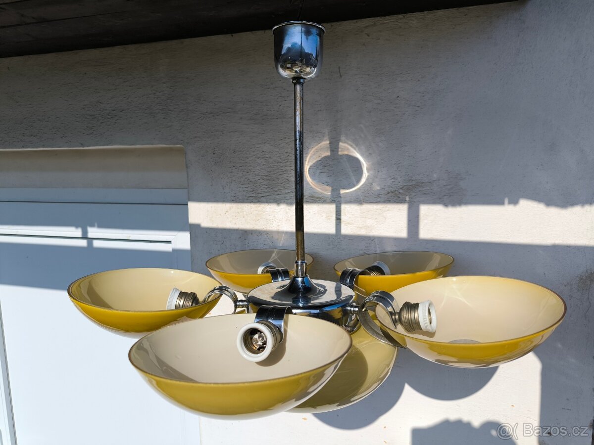 Funkcionalistický Art Deco chromový lustr - 15