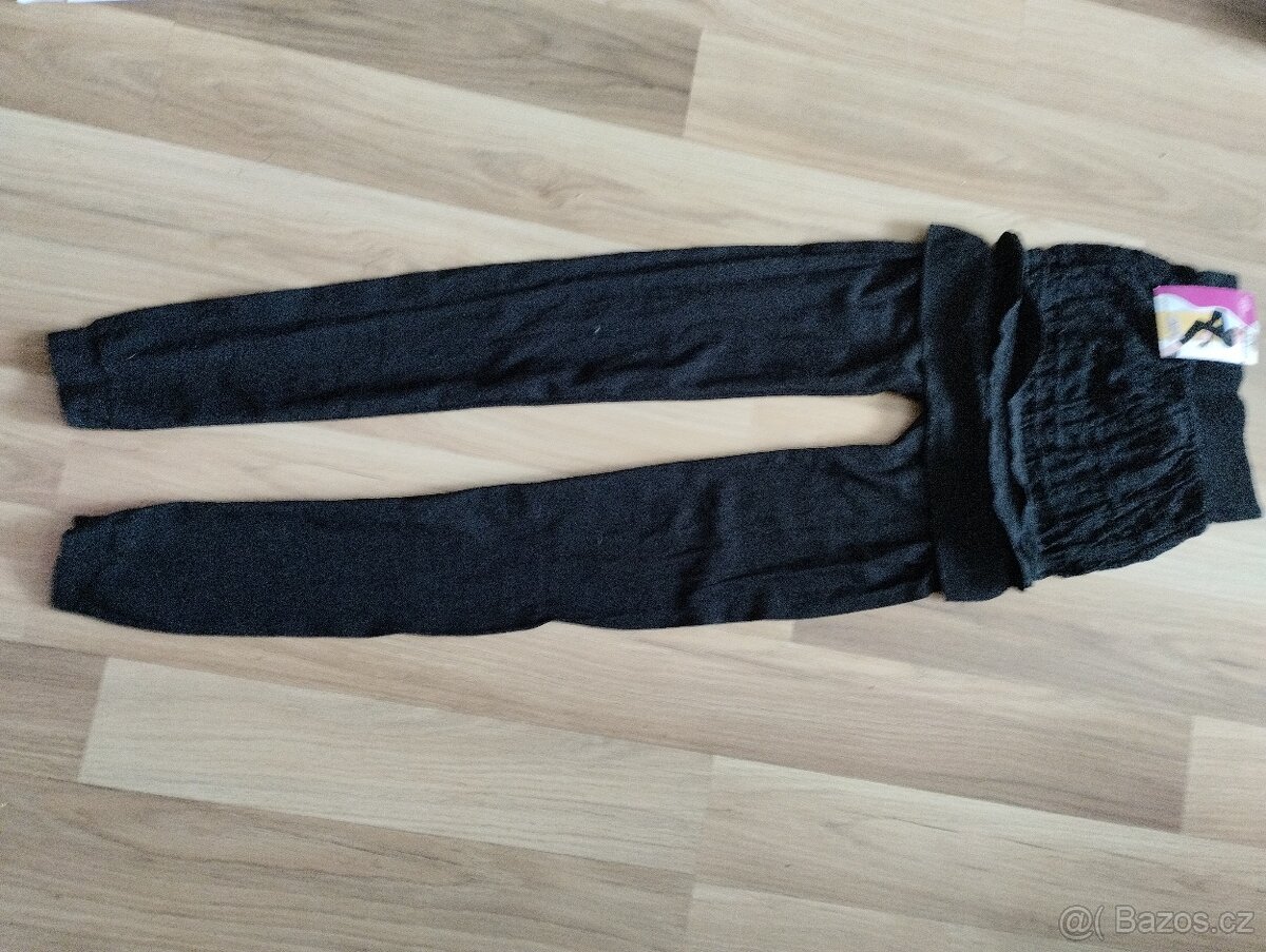 Nové elastické černé kalhoty s vyšitou sukýnkou - 15