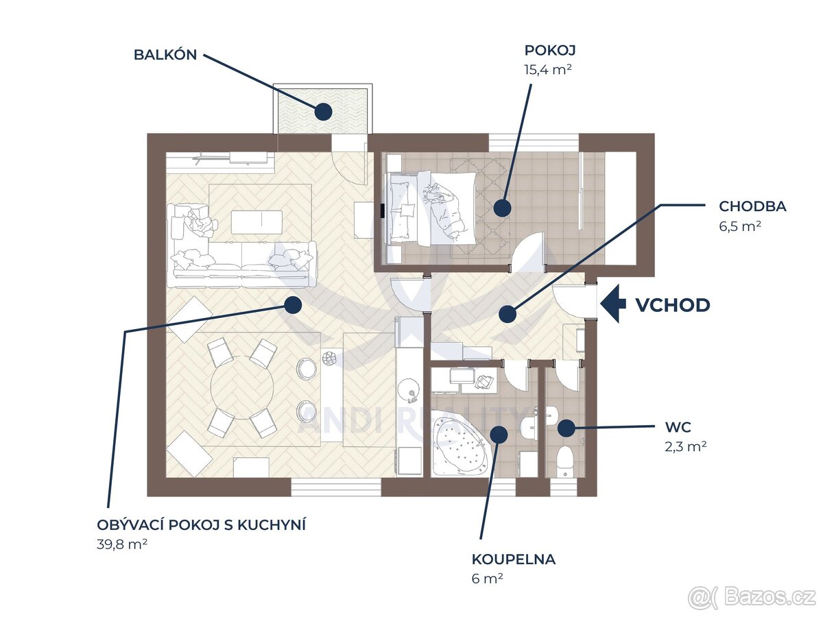 Prodej bytu 2+kk, 70 m² - Poděbrady, ev.č. 00149 - 15