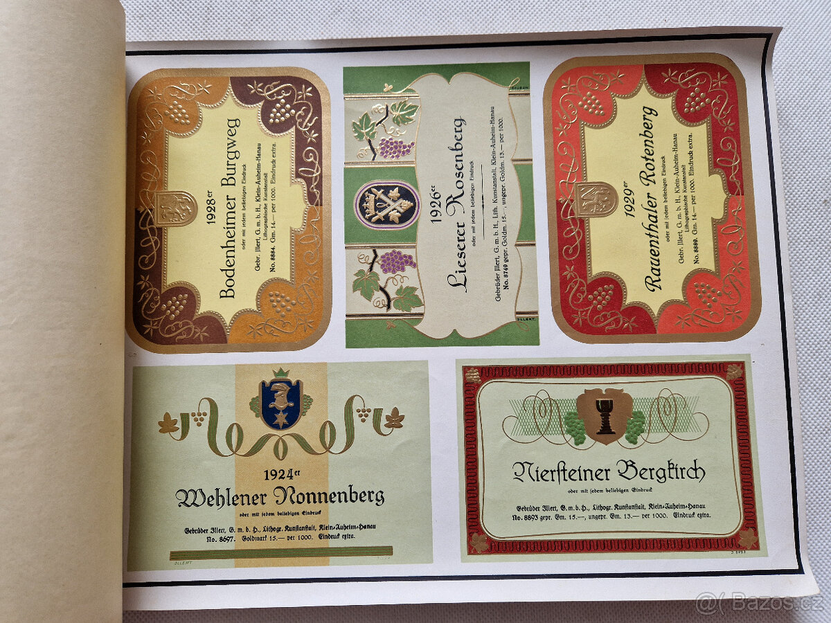 Starý reklamní vzorník etikety víno likér 1930 litografie - 15