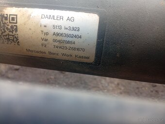 MERCEDES BENZ SPRINTER 906 RV 2016 ZADNÍ NÁPRAVA POMĚR 3,923 - 15