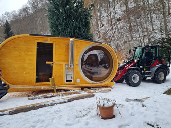 Venkovní oválná sauna s panoramatickým oknem s odpočívárnou - 15