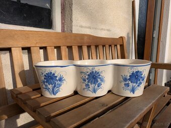 Velký keramický petrželák + dva květináče s podtáckem - 15