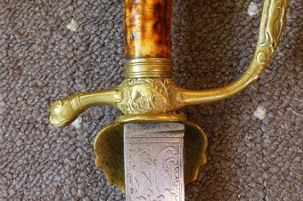 Lovecký tesák - Asi 18. století - Rytá čepel - 15