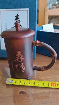 Čínská uzlová dekorace ,hrnek z bambusu - 15