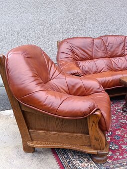 XXL Rustikální kožená sedací souprava 3 - 2 - 1, stolek - 15