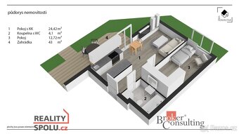 Pronájem, byty/2+kk, 42 m2, Na Radouči 1495, 29301 Mladá Bol - 15