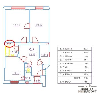 Prodej bytu 3,5+1 85 m2 - 15
