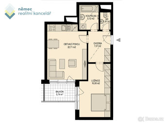 Pronájem, luxusní byt 2+kk s balkonem, 59 m², Praha 8 - Libe - 15