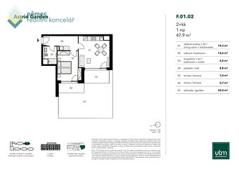 Pronájem, byt 2+kk, 48 m² + předzahrádka 48 m², Astrid Garde - 15