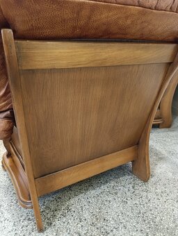 Kožená sedací souprava 3 + 2 + 1, nábytek z masívu - 15