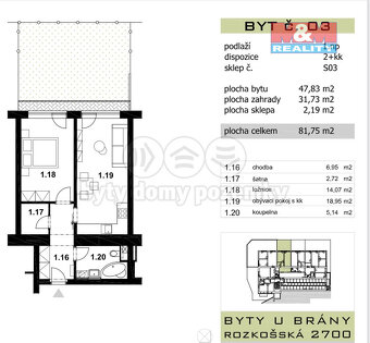 Prodej bytu 2+kk, 48 m², Havlíčkův Brod, ul. Rozkošská - 15