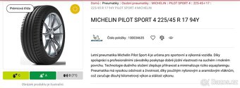 Letní alu 225/45R17 Michelin 85%vzorek - 15