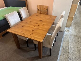 Jídelní set 4x židle + bytelný dřevěný rozkl. Stůl z masivu - 15