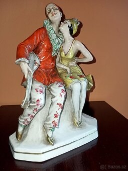 Sousoší. Pierot s Kolombínou ART-DECO - ROYAL DUX - 15