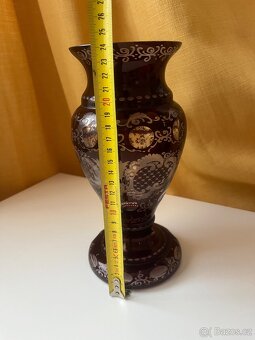 Rubínová stará váza Egermann - 15