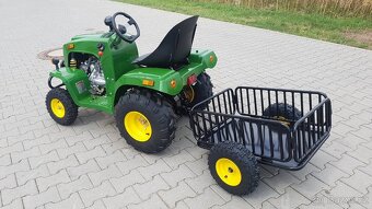Dětský čtyřtaktní zahradní traktor s přívěsem 110ccm zelený - 15